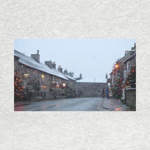 christmas in castleton derbyshire peak district in the snow by Simon-dell